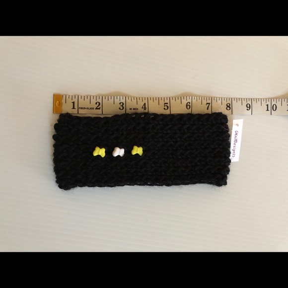 Hand knitted headband, Cute ear warmer with beads - Picture 6 of 7